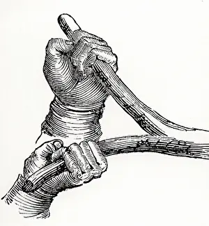 Human Hand Prints: Method of holding the divining rod