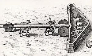 Horse Drawn Prints: Method of moving artillery battery towards enemy