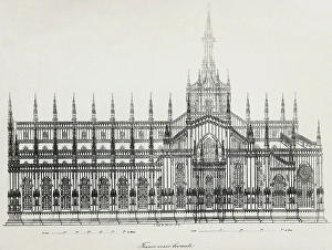 Steeple Prints: Milan Cathedral, longitudinal elevation of eastern side