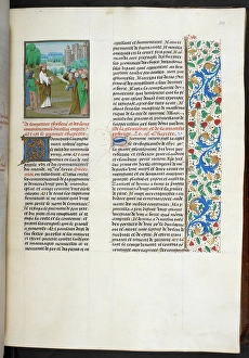Tiberius Prints: Miniature of Tiberius refusing the crown, at the beginning of book 8