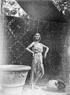 Carpet Prints: Model posing with clothes Salome