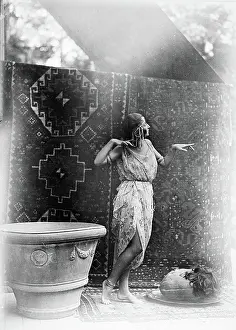 Carpet Prints: Model posing with clothes Salome
