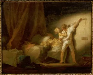 William (after) Hogarth Prints: Modello version of The Bolt (oil on panel)