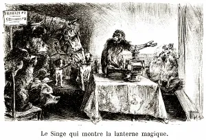 Alice Mary Havers Prints: The monkey showing the magic lantern without lighting it