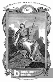 Inscribed Prints: Moses with the tablets inscribed with the Ten Commandments