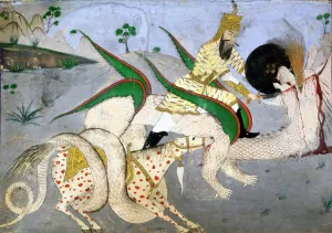 Decapitating Prints: A mounted warrior attacking a dragon