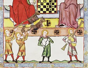 Frederick Scott Archer Prints: Musicians, miniature from Manesse Code, manuscript, folio 13 recto, 1304, Germany