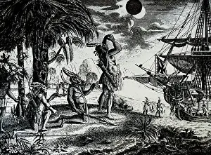 Colonizer Prints: Native Indians watching a lunar eclipse