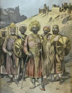 Negus of Abyssinia, Menelik II (1844-1913) illustration from Le Petit Journal Negus of Abyssinia, Menelik II (1844-1913) illustration from Le Petit Journal