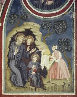 Benedetto Da Norcia Santo Prints: Offering of bread, detail from Stories of St