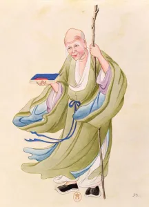 An old Chinese man, illustration from an album of mythological Chinese persons An old Chinese man, illustration from an album of mythological Chinese persons