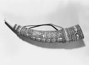 An oliphant, from the Treasure of St. Arnoul at Metz, Amalfi Workshop (ivory) (b/w photo) An oliphant, from the Treasure of St. Arnoul at Metz, Amalfi Workshop (ivory) (b/w photo)
