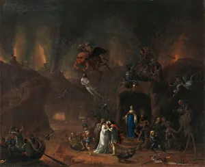 'Orphee et Eurydice aux enfers' (Orpheus and Eurydice in the Hell) Peinture de Pieter Fris (1627-1706) 'Orphee et Eurydice aux enfers' (Orpheus and Eurydice in the Hell) Peinture de Pieter Fris (1627-1706)