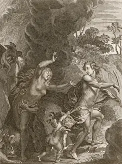 Cerbere Prints: Orpheus, Leading Eurydice Out of Hell, Looks Back Upon her and Loses her Forever
