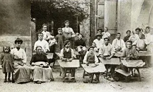 Craftspeople Prints: Outdoor workshop for making espadrilles