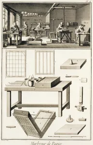 Marbling Prints: A paper marblers workshop and tools, from