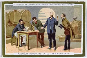 Microbiologist Prints: Pasteur discovering fermentation, advertising card for the Chocolaterie d