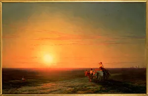 Academic School Prints: Peasants Returning from the Fields at Sunset, 19th century (oil on canvas)
