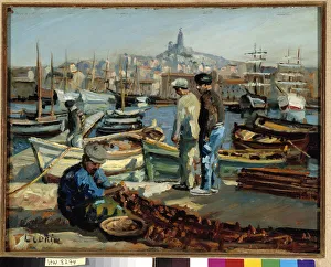 Pecheurs sur le quai du port de Marseille Painting by Marcel Leprin (1891-1933) Mandatory mention Pecheurs sur le quai du port de Marseille Painting by Marcel Leprin (1891-1933) Mandatory mention