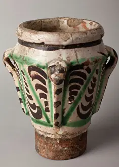 Lleida Prints: Pestle. Polychrome earthenware. Terol. 18th century. Museum inventory no: 443