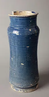 Lleida Prints: Pharmacy can. Glazed earthenware. Catalunya. 18th century. Museum inventory no: 344