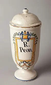 Lleida Prints: Pharmacy can. Glazed earthenware