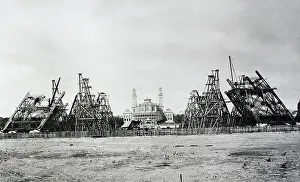 Frederick Brown Prints: The four pillars of Eiffel Tower under construction in Paris, 1888, France