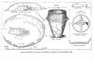 Tumulus Prints: Plan and section of Tumulus at Tregascal