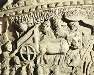 Claus Sluter Prints: Plaster cast of column of Marcus Aurelius, detail, use of fire during siege