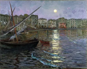 Poesia Lunare Port in the Moonlight (View of a port by moonlight) (oil on canvas) Poesia Lunare Port in the Moonlight (View of a port by moonlight) (oil on canvas)