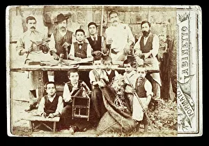 Childrens Work Prints: Portrait of a group of workers from a carpentry workshop
