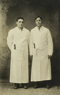 Apron Prints: Portrait of two waiters standing, c.1908