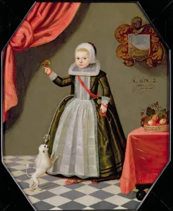 Portrait of a Young Girl with a Bird on her Finger and a Dog at her Feet, 1632 (oil Portrait of a Young Girl with a Bird on her Finger and a Dog at her Feet, 1632 (oil