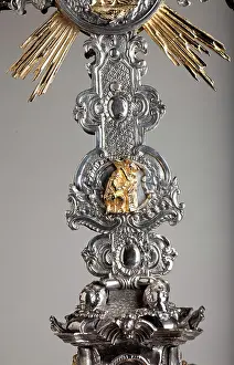 Procession crucifix. Silverwork, gilt silver. Detail. 18th century