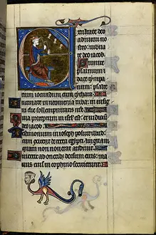 Bells Prints: Psalm 80, beginning with initial E, David crowned, playing on three bells with two hammers