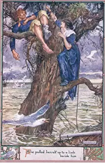 Climbed Prints: She pulled herself up to a limb beside him