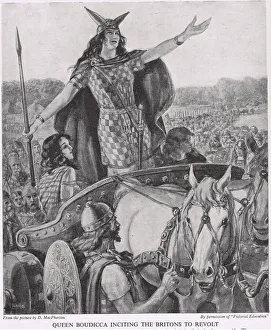 Queen Boudicca inciting the Britons to Revolt, illustration from The Story of the British People, c.1950 (litho) Queen Boudicca inciting the Britons to Revolt, illustration from The Story of the British People, c.1950 (litho)