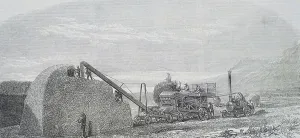 Threshing Prints: A Ransomes, Sims & Jefferies threshing and stacking machine