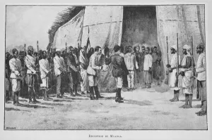 Reception by Muanga, from New Light on Dark Africa, by Karl Peters Reception by Muanga, from New Light on Dark Africa, by Karl Peters