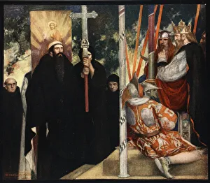 Reception of Saint Augustine by Ethelbert, illustration from The Mighty Army by Winifred M. Letts, pub Reception of Saint Augustine by Ethelbert, illustration from The Mighty Army by Winifred M. Letts, pub