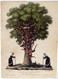 Witchcraft Prints: Representation of Benevent walnut, witches and demons of the legend that inspired