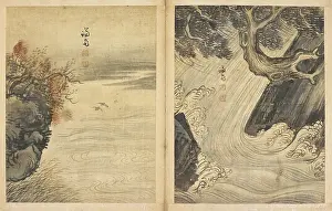 Korean Peninsula Prints: A river, and waterfall