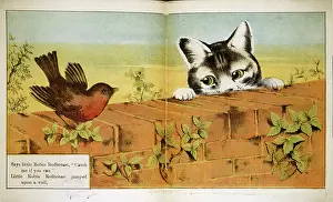 Robin Prints: A robin and a cat