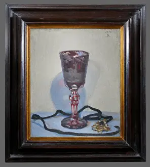 Stillife Prints: The Ruby Glass, Signed and dated upper right, 1919 (oil on canvas board)