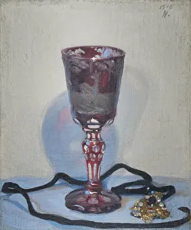 Images Dated 5th May 2022: The Ruby Glass, Signed and dated upper right, 1919 (oil on canvas board)