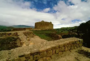 Ruins of Sun Temple, archaeological complex of Ingapirca, province of Canar Ecuador Inca civilization, 15th century