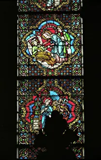 Ailment Prints: Saint Elisabeth of Thuringia heals the sick. From a window in (stained glass)
