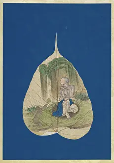 Old Woman Prints: A saint with a monkey and a peach