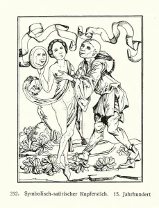 Satirical sketch showing a man touching a woman's breast (copper engraving) Satirical sketch showing a man touching a woman's breast (copper engraving)