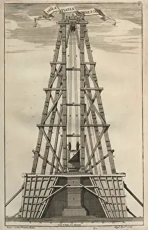 1586 Prints: Scaffold for elevating Vatican obelisk